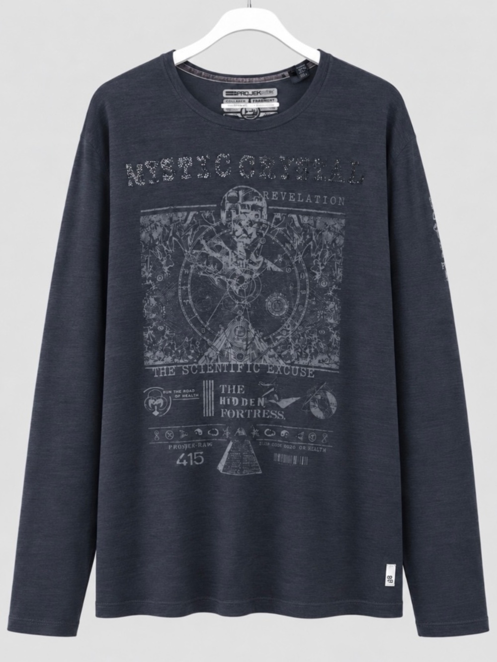 Projek Raw Mystic Crystal Graphic Long Sleeve Shirt XL Charcoal NWT 100% Visco